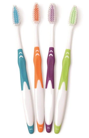 FRESHMINT (144 Pack) Individually Wrapped Premium Toothbrushes, Oversized Easy Grip Rubber Handle, Soft Multi Color Nylon Bristles, Bulk Packed, No Cutting or Tearing Apart Required