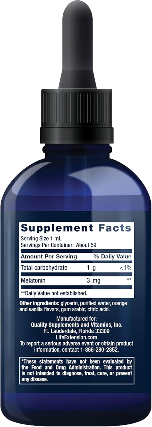 Life Extension Fast-Acting Liquid Melatonin – Sleep & Cellular Health Support Supplement – Gluten-Free – Non-Gmo – Citrus-Vanilla Flavor – Net Wt. 2 Fl.Oz. (59 Servings)