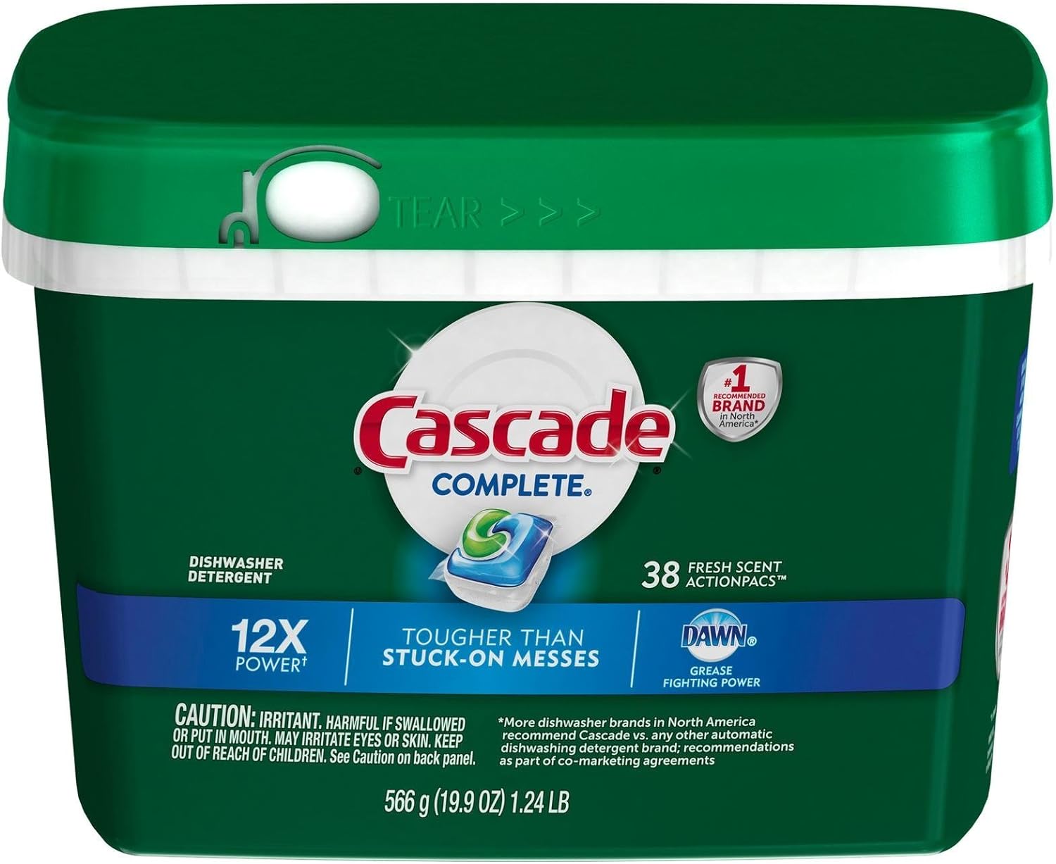 Cascade Complete Actionpacs Dishwasher Detergent, Fresh Scent, 38 Count