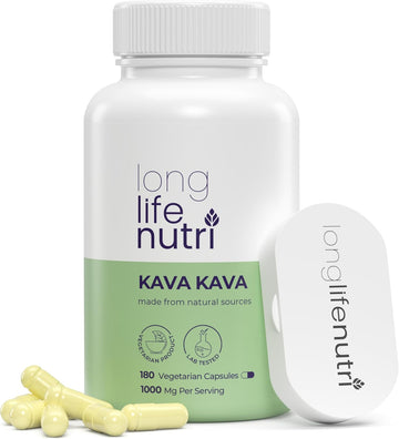 Kava Kava Extract Supplements 1000Mg | Natural Herbs | High Levels Of Piper Methysticum And Kavalactones| 180 Vegetarian Capsules