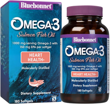 BlueBonnet Natural Omega-3 Salmon Oil Softgels, 180 Count, White