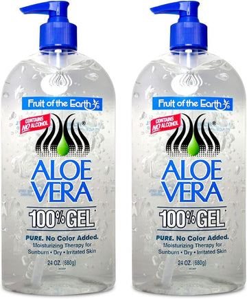 Fruit Of The Earth Aloe Vera 100% Gel with Tocopheryl Acetate, DMDM Hydantoin, Tetrasodium EDTA, Carbomer, Aloe Vera Gel, Triethanolamine, Diazolidinyl Urea, 24 oz (2 pack) : Beauty & Personal Care