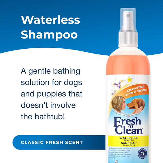 Pet-Ag Fresh ’N Clean Waterless Shampoo, Classic Fresh Scent - 12 Oz - Rinse-Free, Anti-Tangle Spray - Gently Cleanses And Moisturizes With Aloe Vera - Soap Free