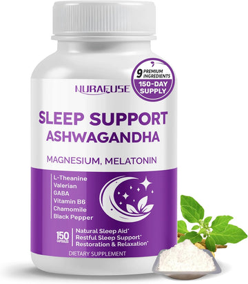 Sleep Support With Ashwagandha Magnesium, Melatonin, L-Theanine, Valerian, Chamomile – Natural Sleep Aid* For Restful Sleep*, Relaxation* & Restoration* – Made In The Usa