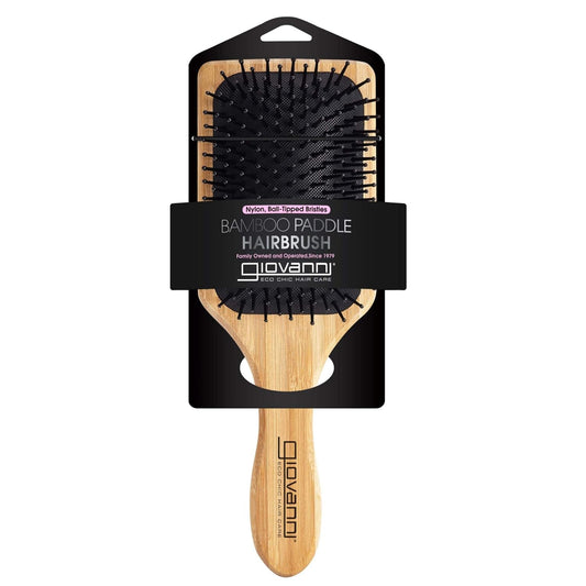 Giovanni Rectangular Paddle Hair Brush With Real Bamboo Handle And Base, Beige, Pack Of 1