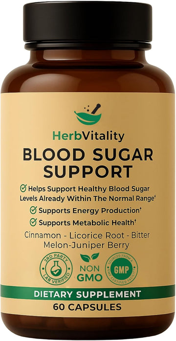 Blood Sugar Support Supplement With Cinnamon, Bitter Melon – Supports Healthy Blood Sugar Levels Already Within Normal Ranges | Licorice Root Extract - 60 Capsules