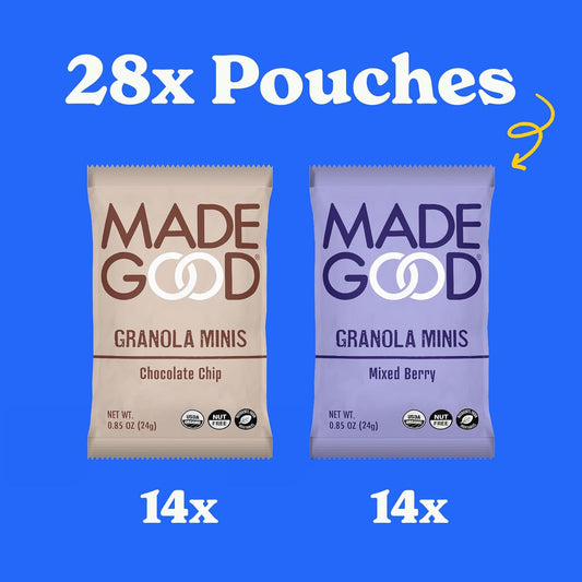 Madegood Granola Minis Chocolate Chip & Mixed Berry Variety Pack (28 Count) Gluten Free And Organic Snacks