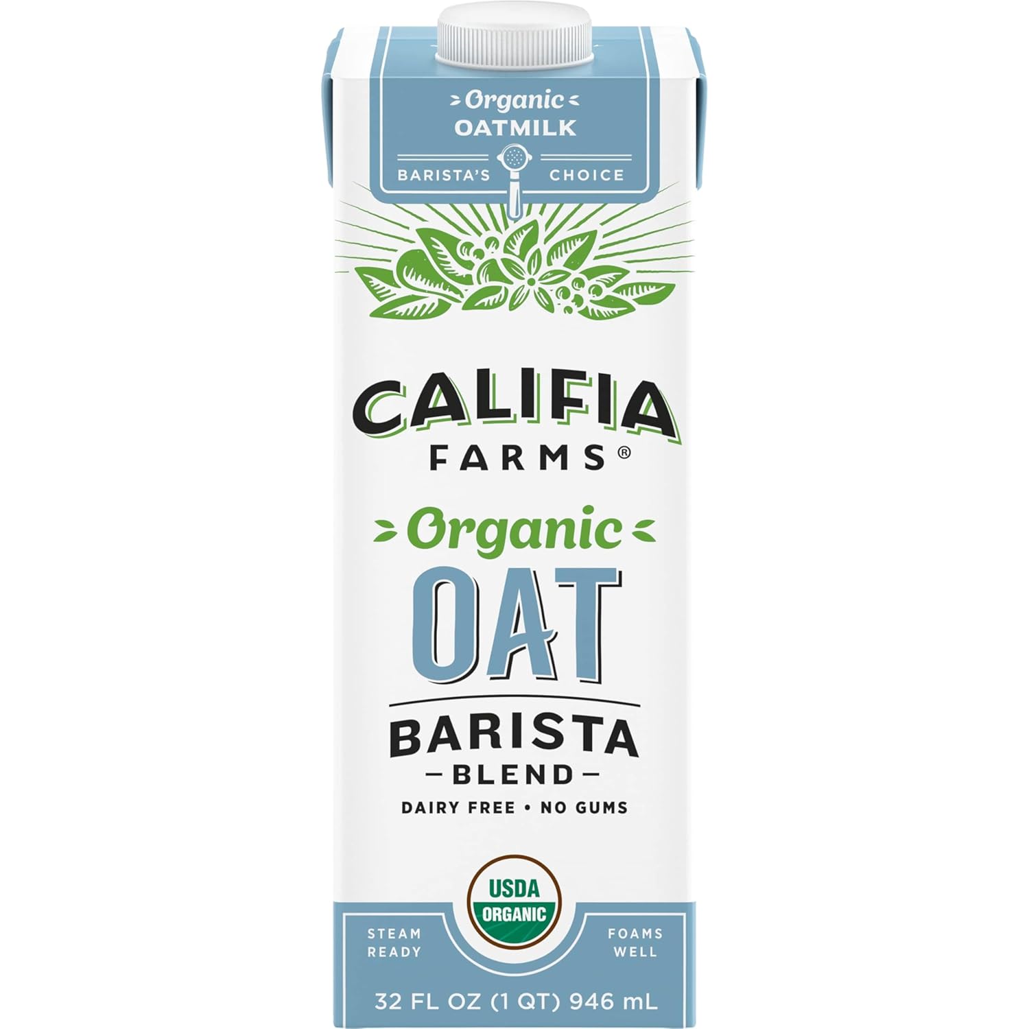 Califia Farms - Organic Oat Barista Blend Oat Milk, 32 Oz, Shelf Stable, Dairy Free, Plant Based, Vegan, Non Gmo, Organic Milk, Creamer, Milk Frother, Oatmilk