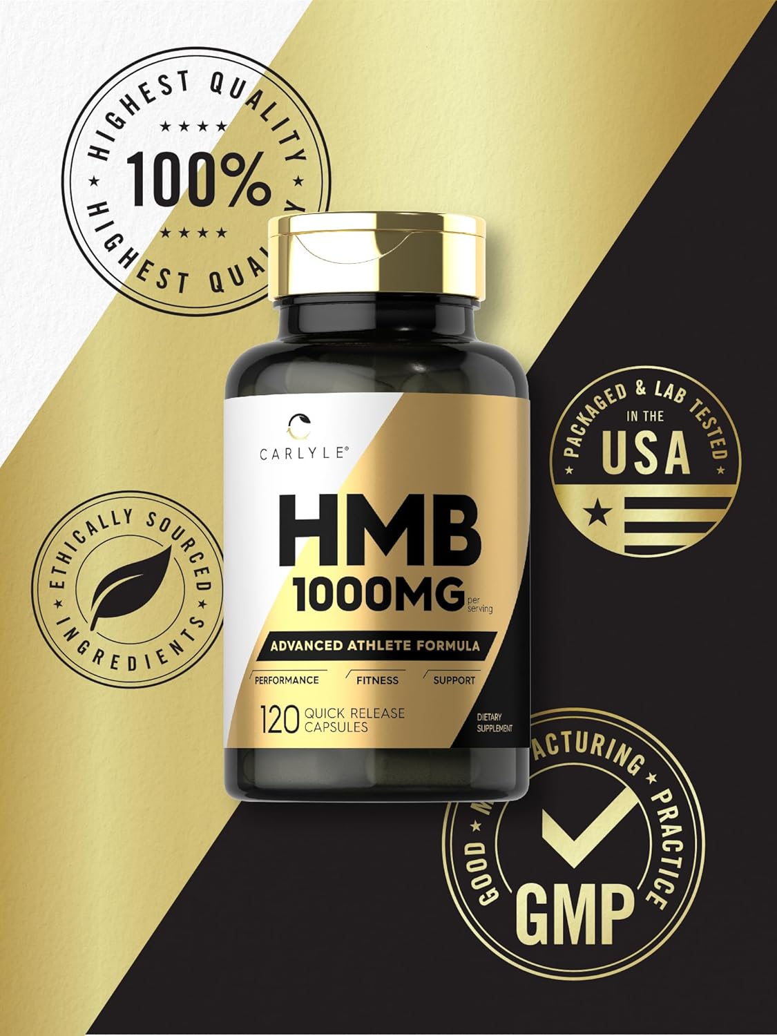 Carlyle HMB Supplement | 1000 mg | 120 Capsules | Non-GMO and Gluten Free Advanced Athlete Formula : Health & Household