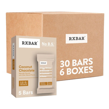 Rxbar Protein Bars, 12G Protein, Gluten Free Snacks, Coconut Chocolate (6 Boxes, 30 Bars)