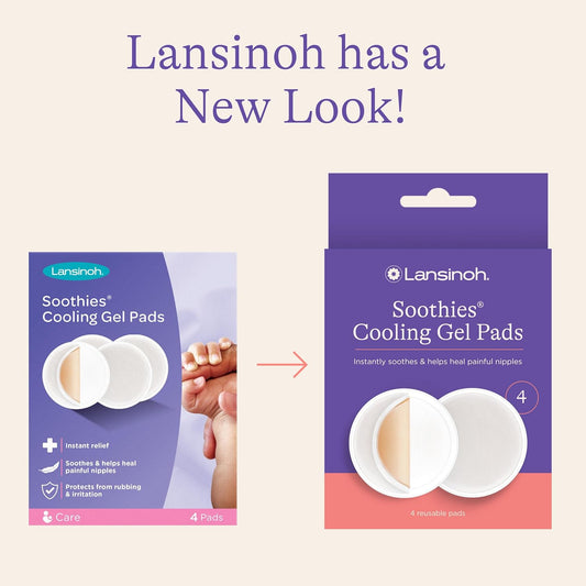 Lansinoh Soothies Cooling Gel Pads, 4 Count, Breastfeeding Essentials, Provides Cooling Relief For Sore Nipples