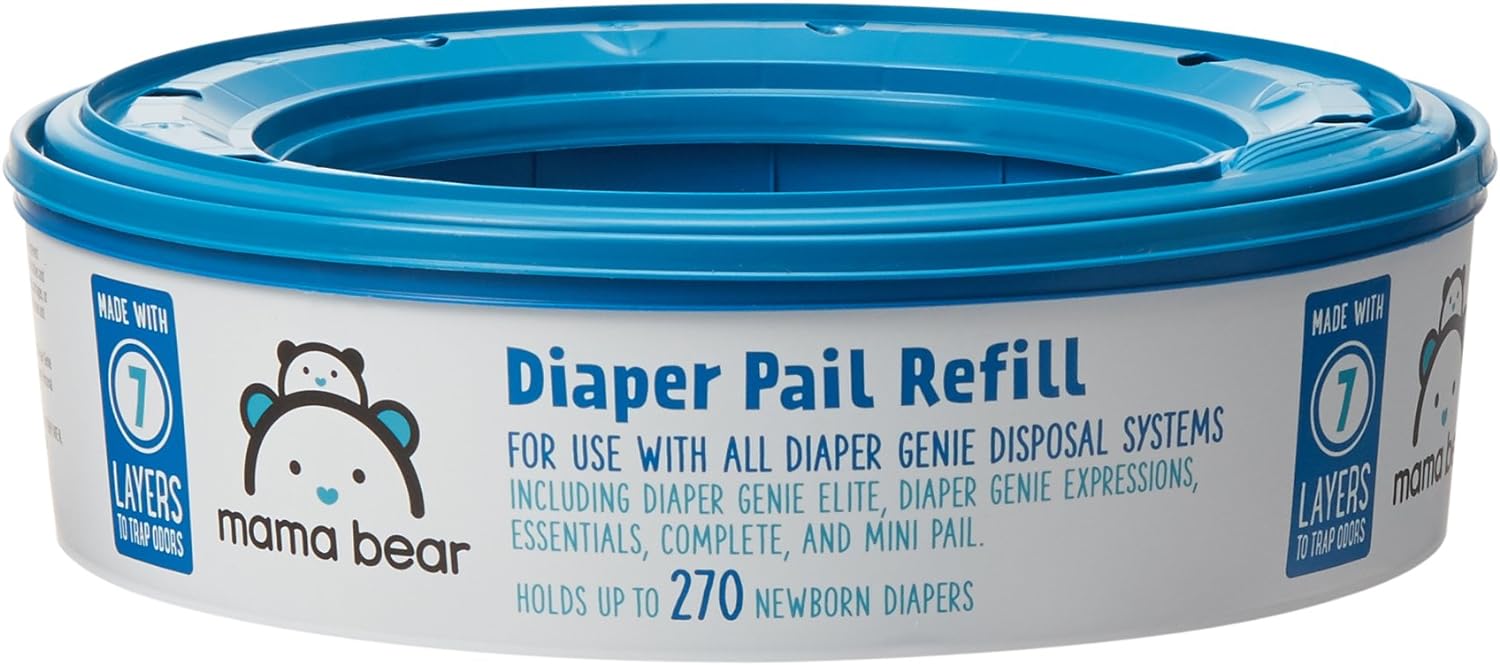 Mama Bear Diaper Pail Refills for Genie Pails, Unscented, 270 Count (Pack of 1)