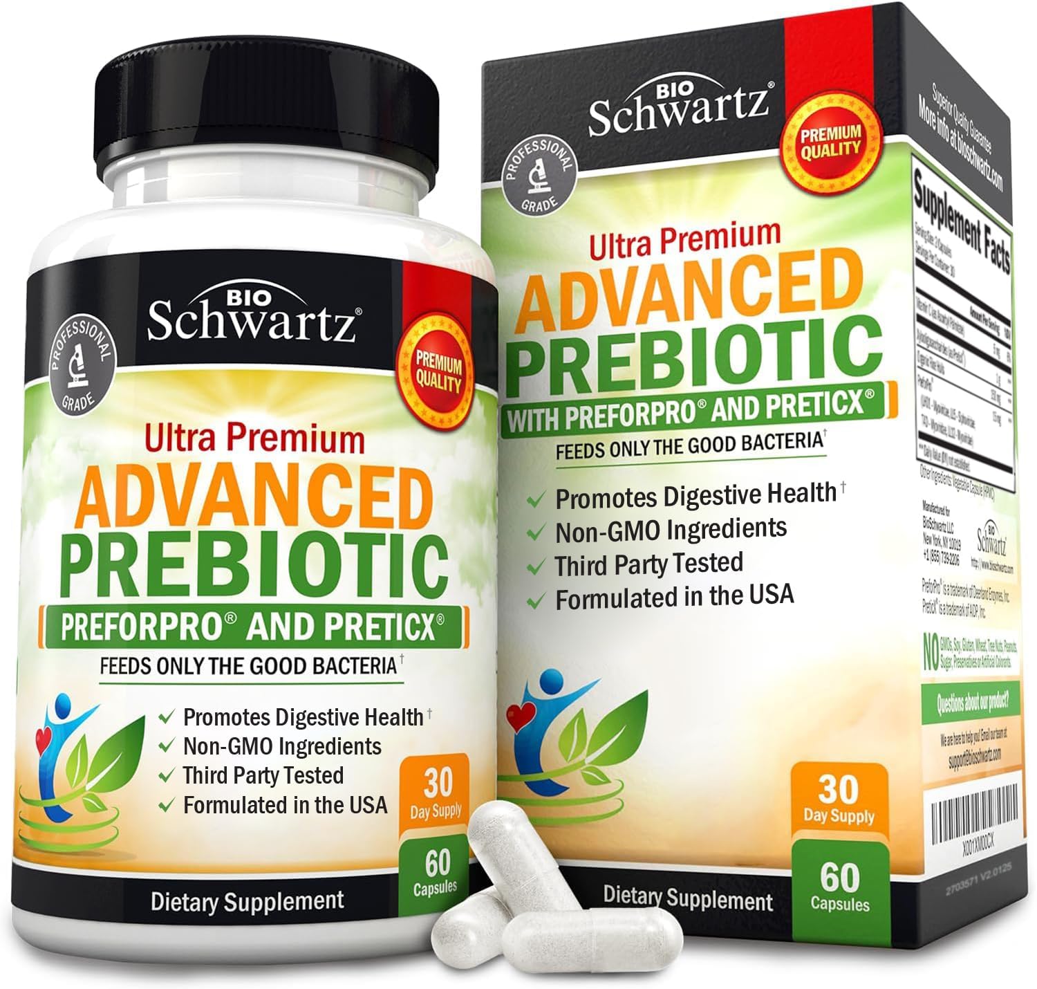Advanced Prebiotics For Digestive Health - Fast Acting Gut Health Supplement With Clinically Validated Prebiotics For Women & Men For Healthy Gut Flora Bloating & Immune Support - 2 Month Supply