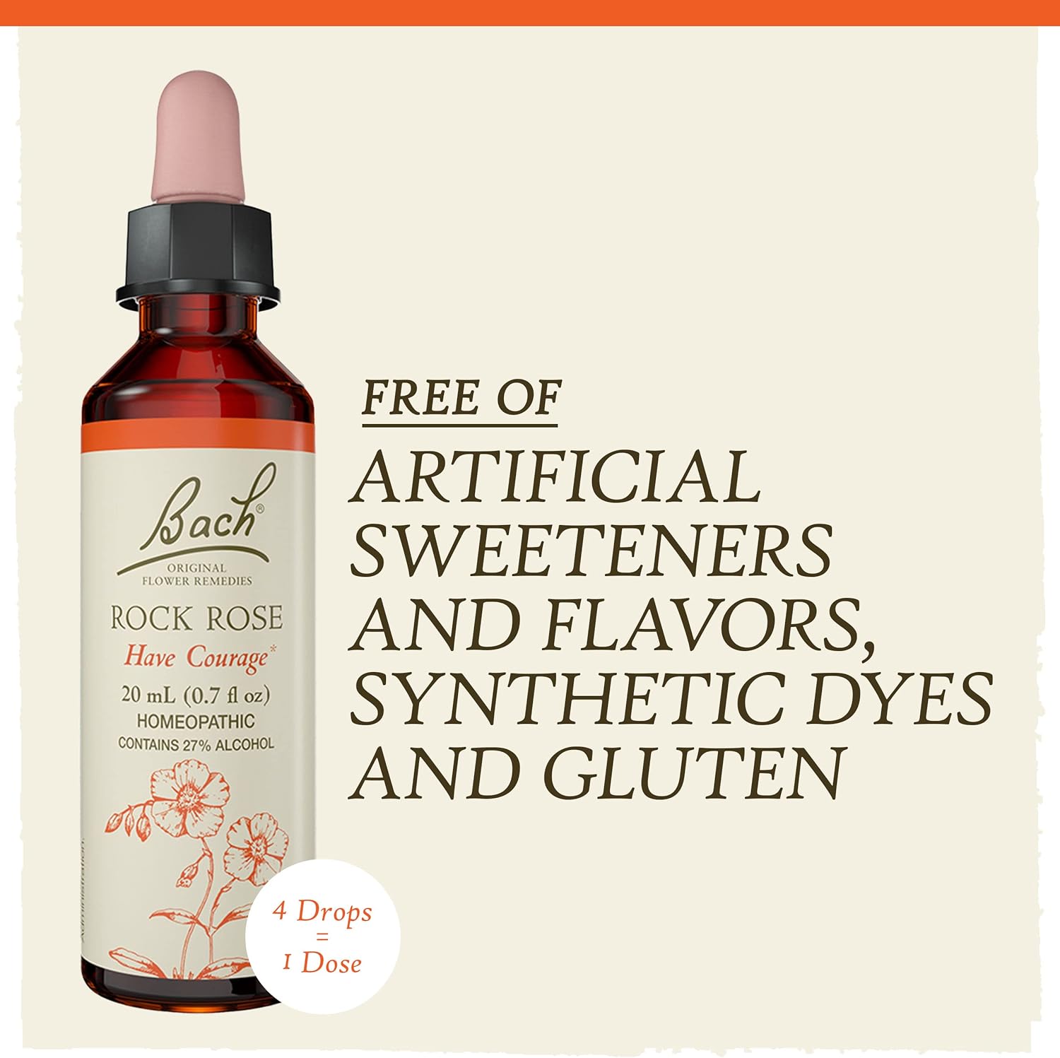 Bach Original Flower Remedy Dropper 20 ml Flower Essence, Rock Rose, 0.7 Fl Oz : Health & Household