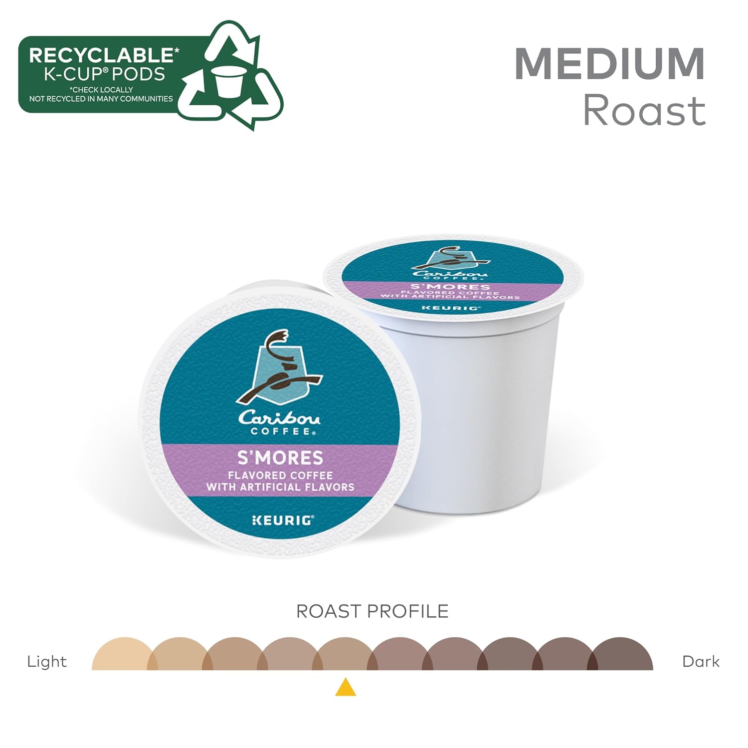 Caribou S’Mores Cabin Coffee, Single Serve Keurig K-Cup Pods, Medium Roast Coffee, 60 Count (6 Packs Of 10)