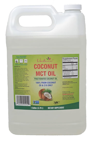 Verdana Mct Oil, Fractionated, 100% From Coconut - 1 Gallon - Kosher Food Grade, Vegan, Non-Gmo - Great For Keto And Paleo Diet, Oil Pulling Oral Rinse Mouthwash (128 Fl Oz)…