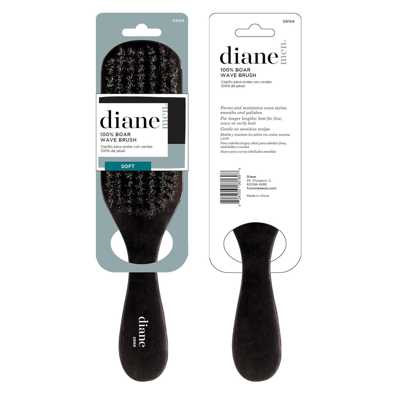 Diane 100% Soft Boar Bristle Brush for Men and Women – Soft Bristles for Fine to Medium Hair – Use for Smoothing, Wave Styles, Soft on Scalp, Club Handle, D8169 : Hair Brushes : Beauty & Personal Care