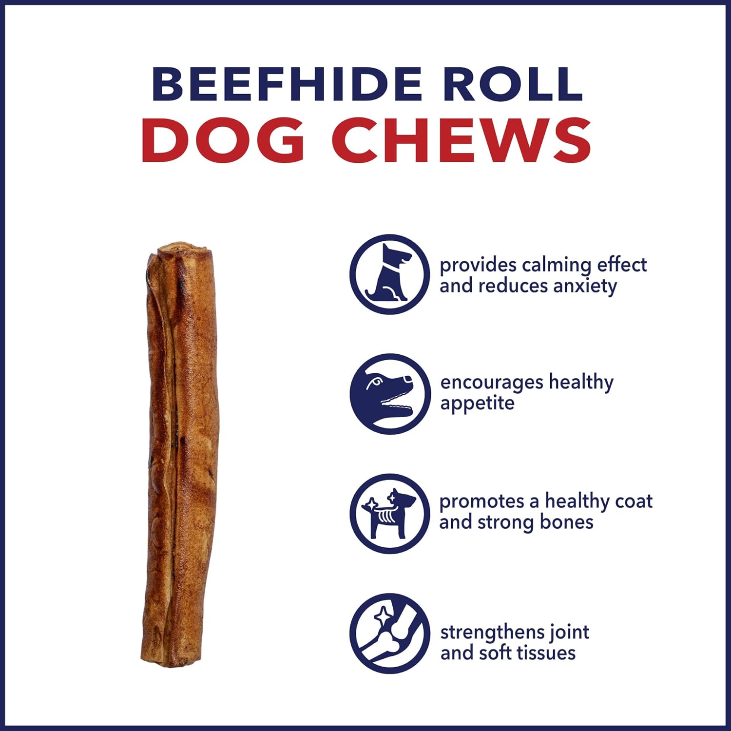 Pet Factory 100% Made in USA Beefhide 8" Rolls Dog Chew Treats - Peanut Butter Flavor, 15 Count/1 Pack : Pet Supplies