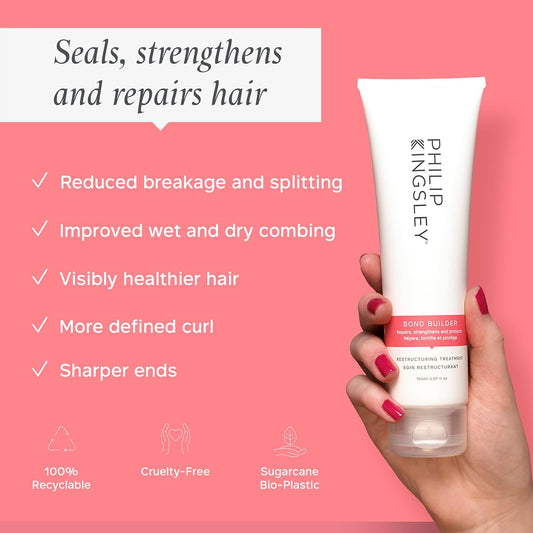Philip Kingsley | Bond Builder Restructuring Hair Repair Mask | Treatment For Damaged, Bleached, Coloured Hair | Breakage And Split Ends Treatment | 150Ml