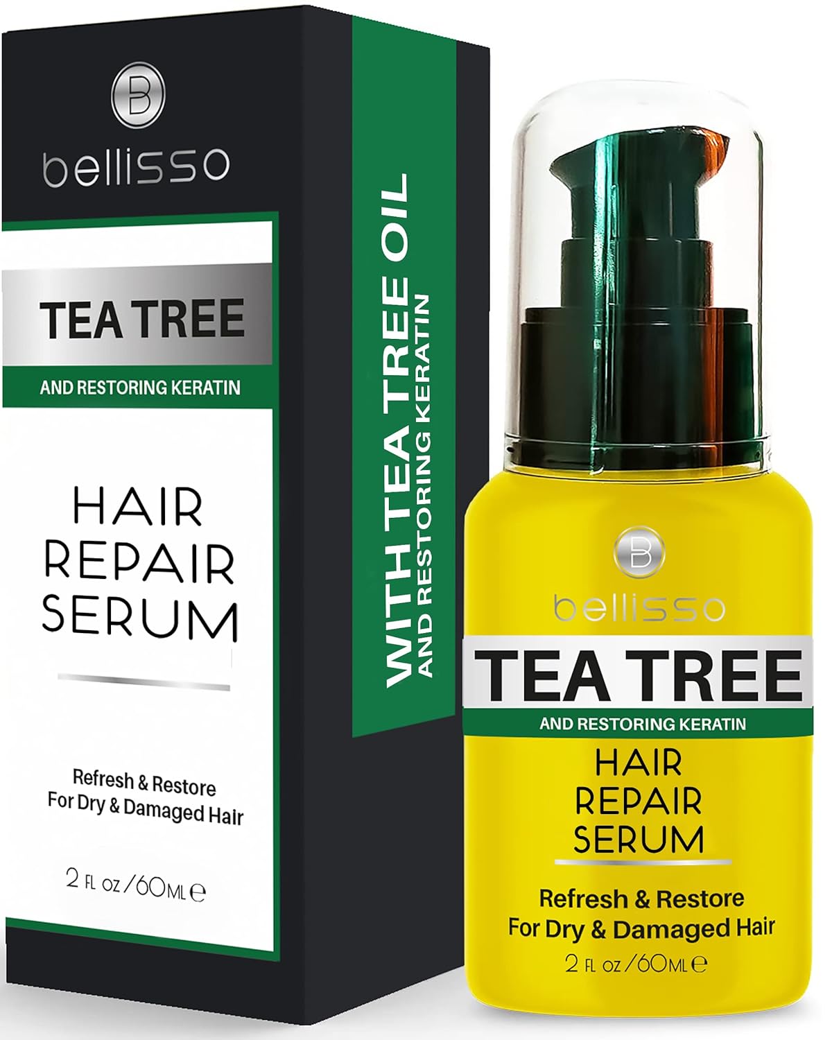 Tea Tree Oil Hair Serum - Moisturizer Treatment for Fighting Dandruff and Repair Dry, Damaged Hair and Itchy Scalp - Care and Styling Products for Women and Men - With Anti Frizz Keratin for Shine