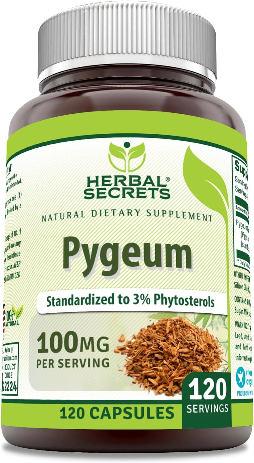 Herbal Secrets Pygeum Supplement | 100 Mg Per Serving | 120 Capsules | Non-Gmo | Gluten-Free | Made In Usa