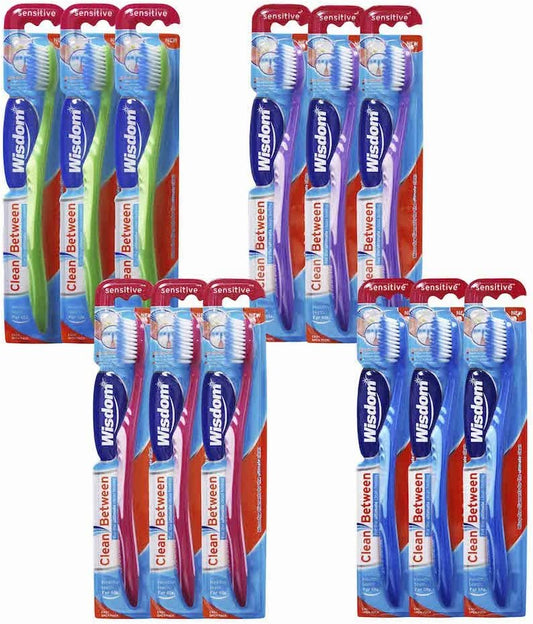 12 x Wisdom Clean Between Teeth Gums - Sensitive - Toothbrush Gentle Tooth Brush