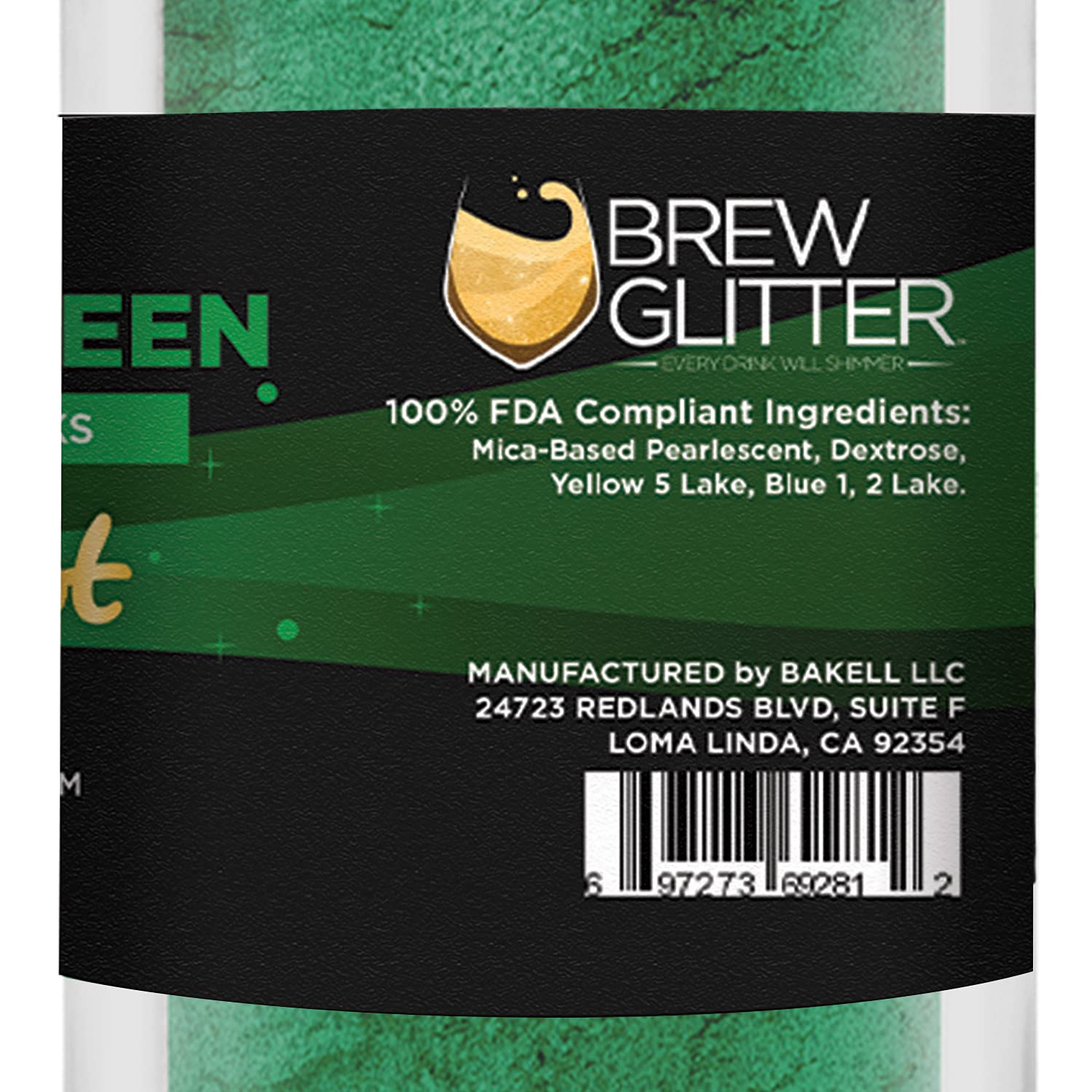 Bakell'S Christmas Green Brew Dust (25 Gram 1X Jar) | Edible Glitter Dust For Any Festive Beverage! : Grocery & Gourmet Food