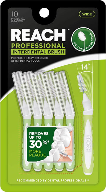 Reach Interdental Brush Wide 1.3mm | Removes up to 30% More Plaque | Special Designed for Gum Protection, PFAS Free | 10 Brushes