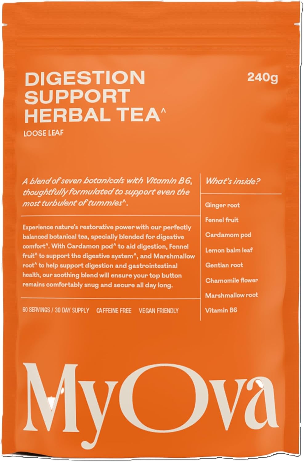 Myova Hormonal Balance Tea - Infused With Ceylon Cinnamon - Enriched With Vitamin B6 - Ginger & Ashwagandha Blend - Supports Pcos Management - Soothing Sleep Aid - 240G
