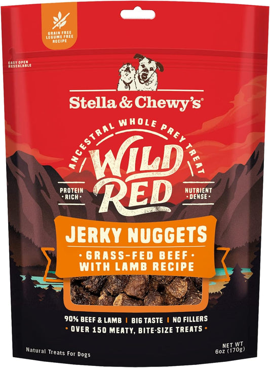 Stella & Chewy'S Wild Red Jerky Nuggets Dog Treats Beef & Lamb Recipe And Freeze-Dried Raw Single Ingredient Lamb Heart Treats Bundle