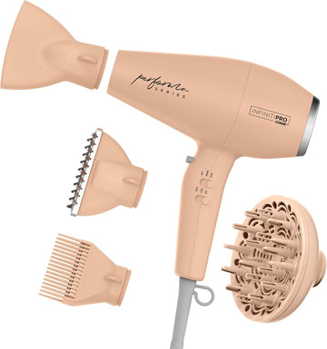 Conair Infiniti Pro Hair Dryer With Diffuser Plus 3 Other Attachments | Performa Series Hair Dryer | Blow Dryer With Professional Performance Motor | Blush Pink
