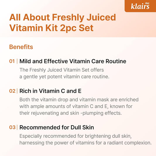 Dearklairs Ultimate Kit For Revitalizing Dull Skin, 2 Step Freshly Juiced Vitamin Set, A Mild And Effective Vitamin Care Routine