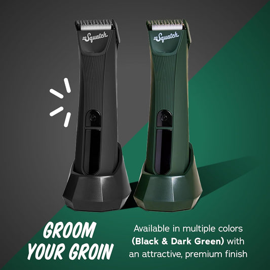 Dr. Squatch Groin Guardian Electric Trimmer With Squatch-Shield Technology For Groin & Body Hair, Cordless With Built-In Led Light, Green