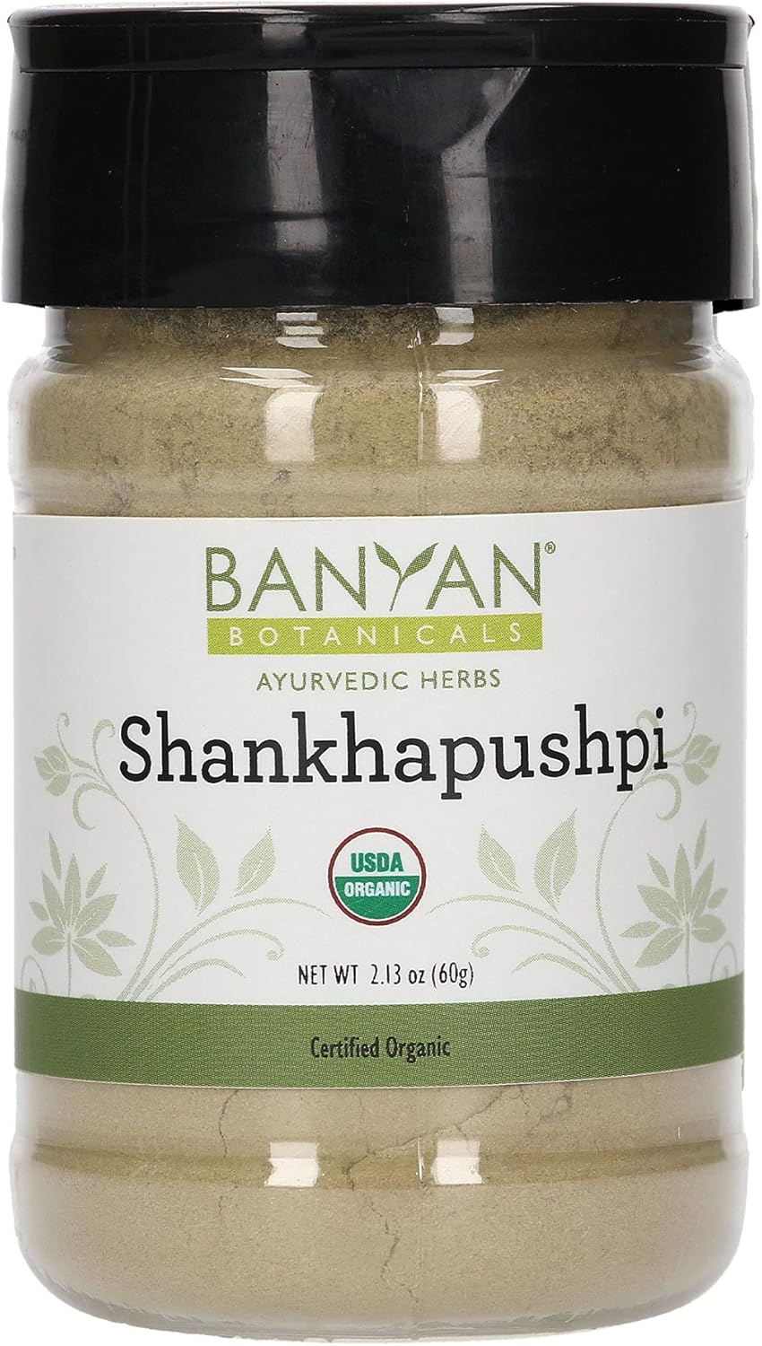 Banyan Botanicals Organic Shankhapushpi Powder â€“ Convolvulus prostratus â€“ for Promoting Brain Support, Calmness & More* â€“ Spice Jar â€“ Non-GMO Sustainably Sourced Vegan