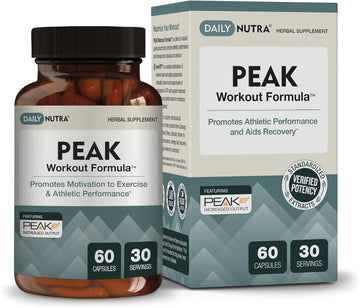 DailyNutra Peak Workout Formula - Refuel Motivation and Exercise Output | Pre-Workout and Recovery Supplement Featuring ATP, Boswellia, Ashwagandha, Green Tea Extract & Piperine (60 Capsules)
