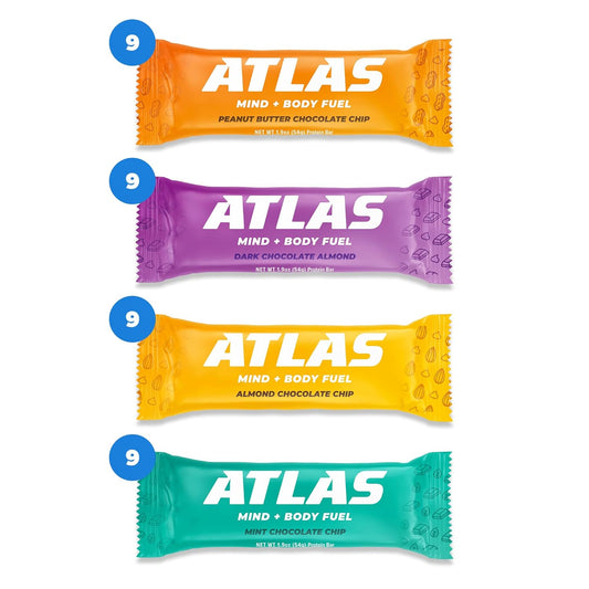 Atlas Protein Bar, 20G Protein, 1G Sugar, Clean Ingredients, Gluten Free (Chocolate Variety, 12 Count (Pack Of 3))