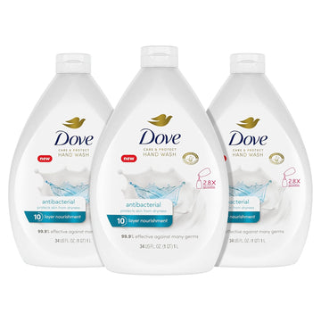 Dove Antibacterial Hand Wash Care & Protect Pack Of 3 Protects Skin From Dryness, Moisturizers More Than The Leading Ordinary Hand Soap, 34 Oz