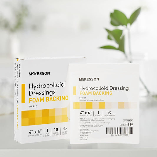 Mckesson Hydrocolloid Dressings With Foam Backing, Sterile, 4 In X 4 In, 10 Count, 1 Pack