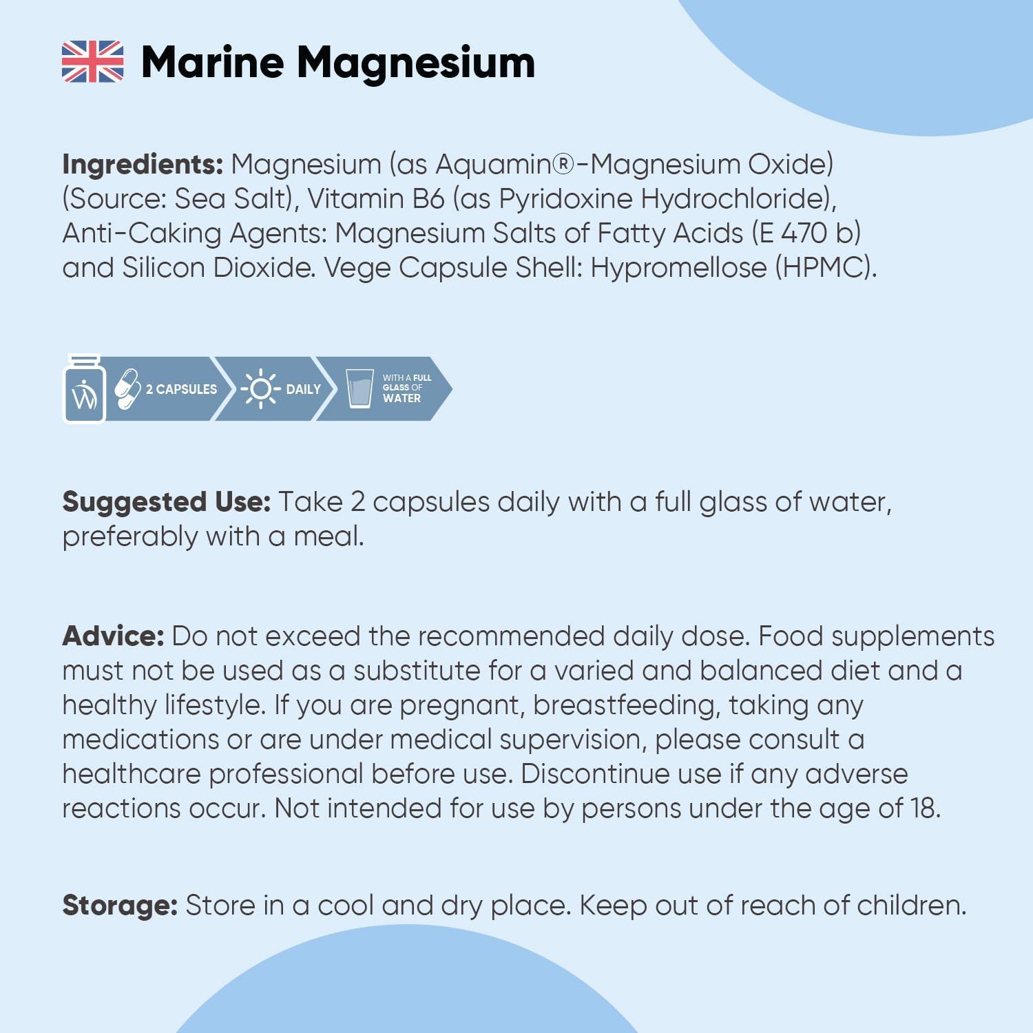 Weightworld Marine Magnesium with Vitamin B6 | 180 Vegan Capsules | 360mg per Serving | 3 Months Supply | Gluten-Free, Non-GMO & GMP-Approved | Magnesium Supplements | Made in The UK : Amazon.co.uk: Health & Personal Care