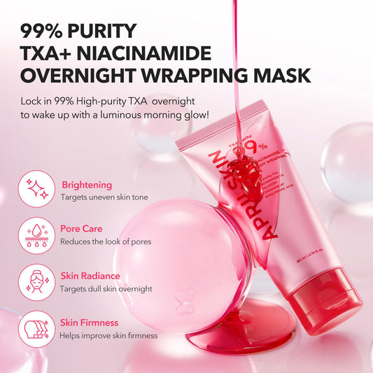 Aprilskin Txa Niacinamide 99 Overnight Wrapping Mask | 99% High-Purity Txa+Niacinamide For Uneven Skin Tone | Overnight Skin Booster For Toning Care, Firming & Pore Care | 80Ml, 2.70 Fl.Oz