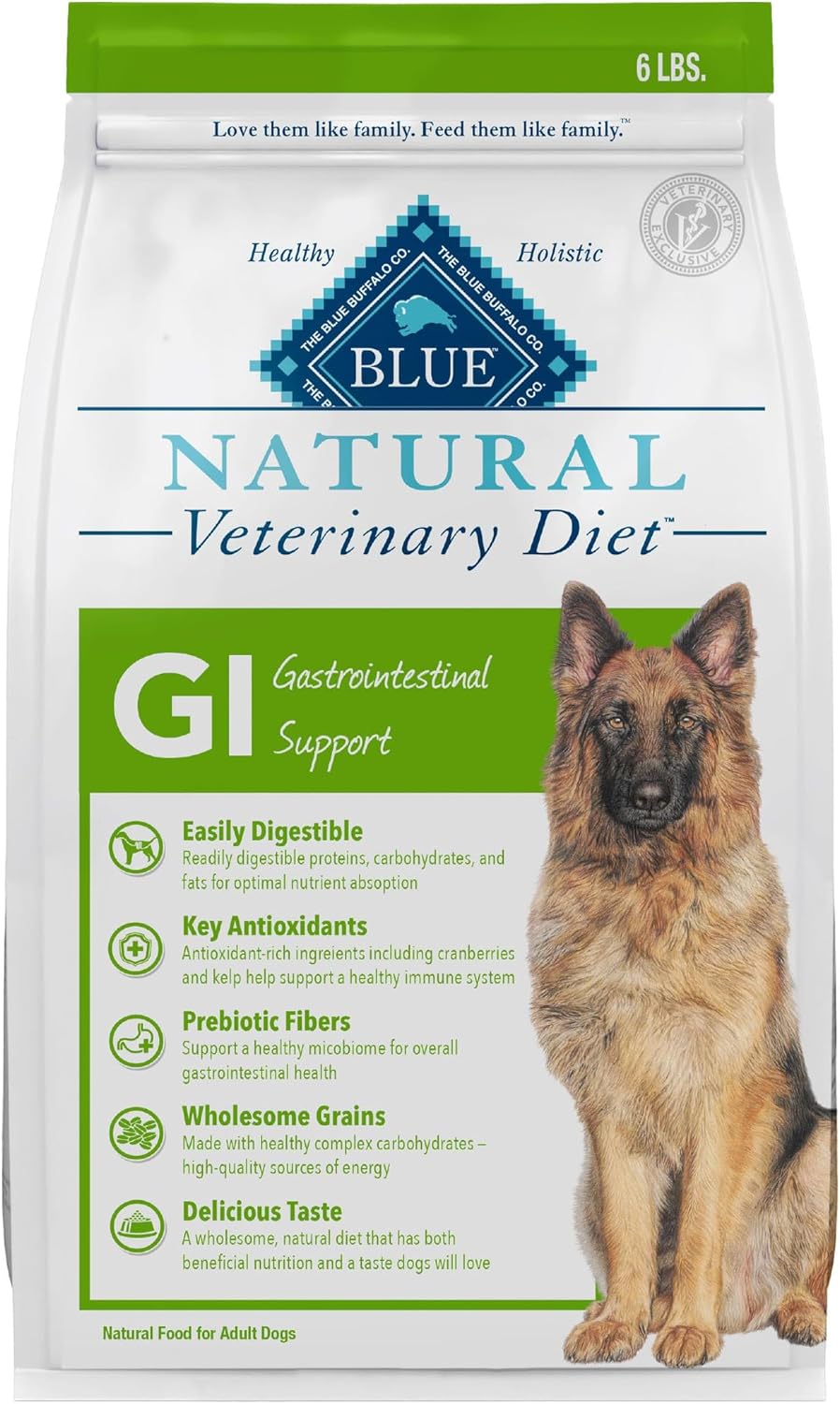 Blue Buffalo Natural Veterinary Diet Gi Gastrointestinal Support Dry Dog Food, Veterinarian'S Prescription Required, Chicken, 6-Lb. Bag