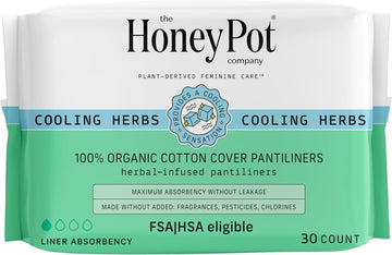 The Honey Pot Company - Herbal Panty Liners For Women - Everyday Liners - Infused W/Essential Oils For Cooling Effect & Organic Cotton Cover - Feminine Care - Fsa & Hsa Eligible - 30 Ct