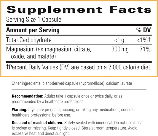 Integrative Therapeutics Tri-Magnesium - Supports Healthy Bones & Teeth* - Supports Cardiovascular & Neurological Function* - Promotes Calm* - 90 Capsules - 2 Pack