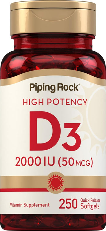 Piping Rock Vitamin D3 2000 IU | 250 Softgels | High Potency | Cholecalciferol Supplement | Non-GMO, Gluten Free