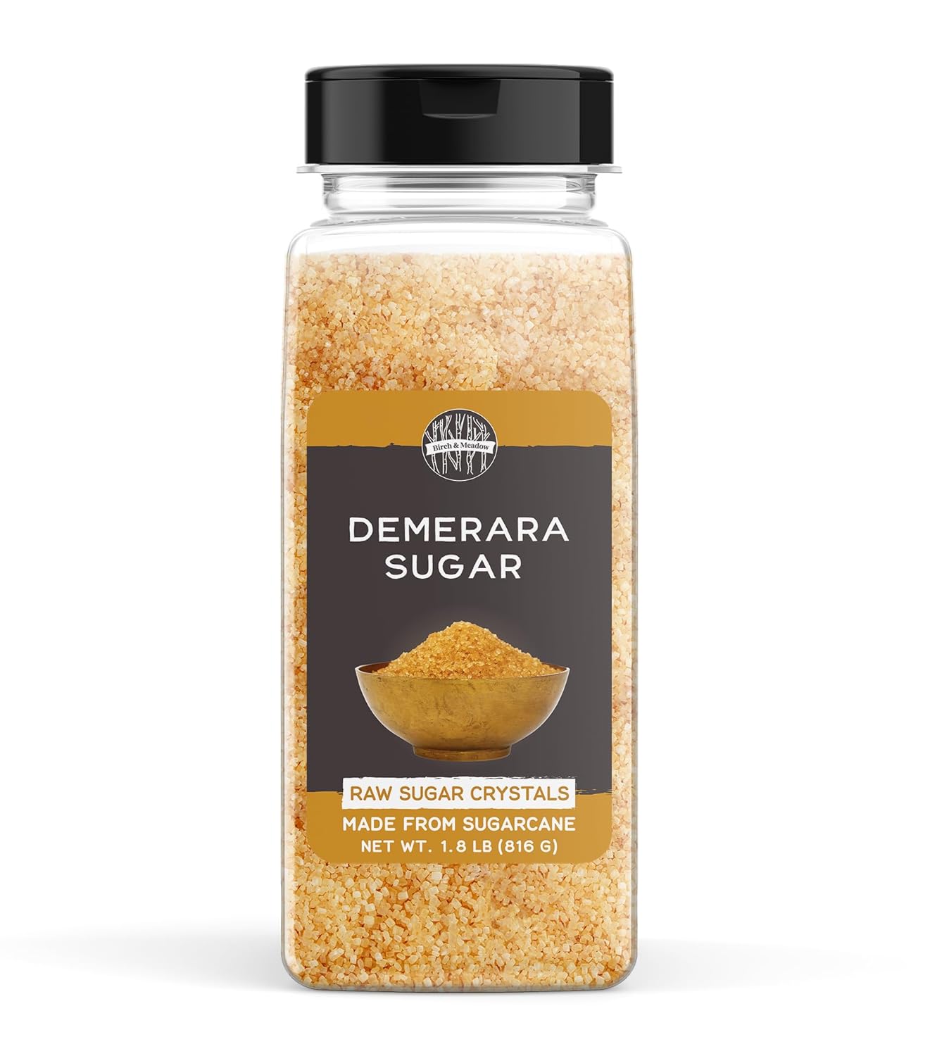 Birch & Meadow Demerara Sugar, Raw Sugar Crystals, Drinks & Baking, Made From Sugarcane (28.8 Ounces)