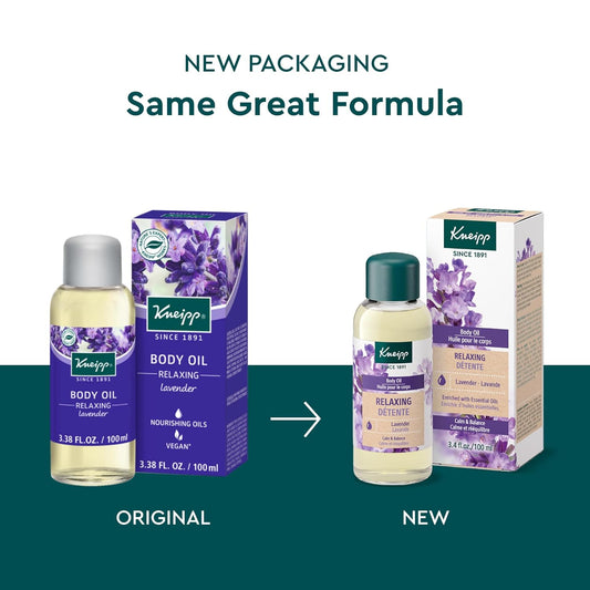Kneipp Relaxing Lavender Body Oil - Regenerates & Soothes Skin - All Skin Types - Vegan - 3.4 Fl Oz