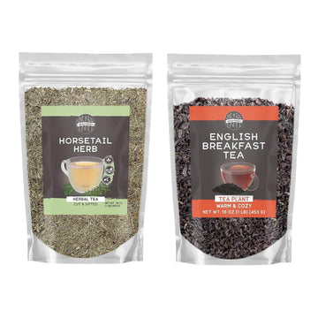 Birch & Meadow Horsetail Herb And English Breakfast Tea Bundle, 1 Lb Each, Warm & Cozy Tea, Breakfasts & Tea Time