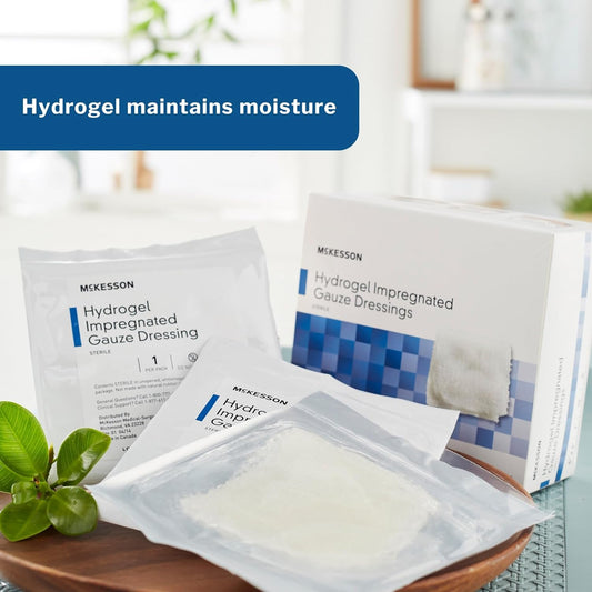 Mckesson Hydrogel Impregnated Gauze Dressing, Sterile, 2 In X 2 In, 10 Count, 4 Packs, 40 Total