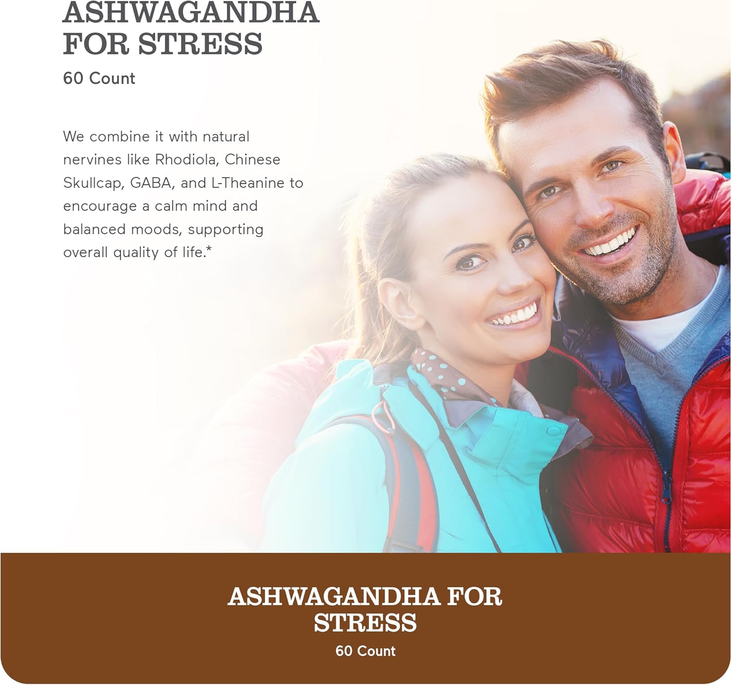 NatureWise Ashwagandha for Stress - With KSM-66 Ashwagandha Extract + GABA + L-Theanine + Rhodiola Rosea - Herbal Mood & Sleep Support - Vegan, Non-GMO, Gluten-Free - 60 Capsules[1-Month Supply] : Health & Household