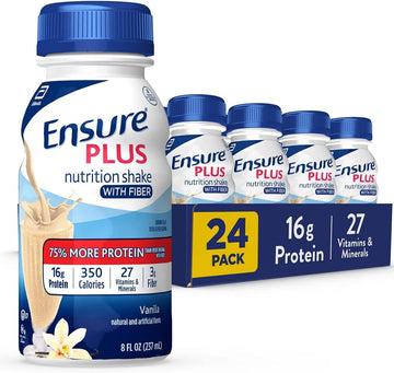 Ensure Plus Liquid Nutrition Shake with Fiber, 16 Grams of Protein, Vanilla
